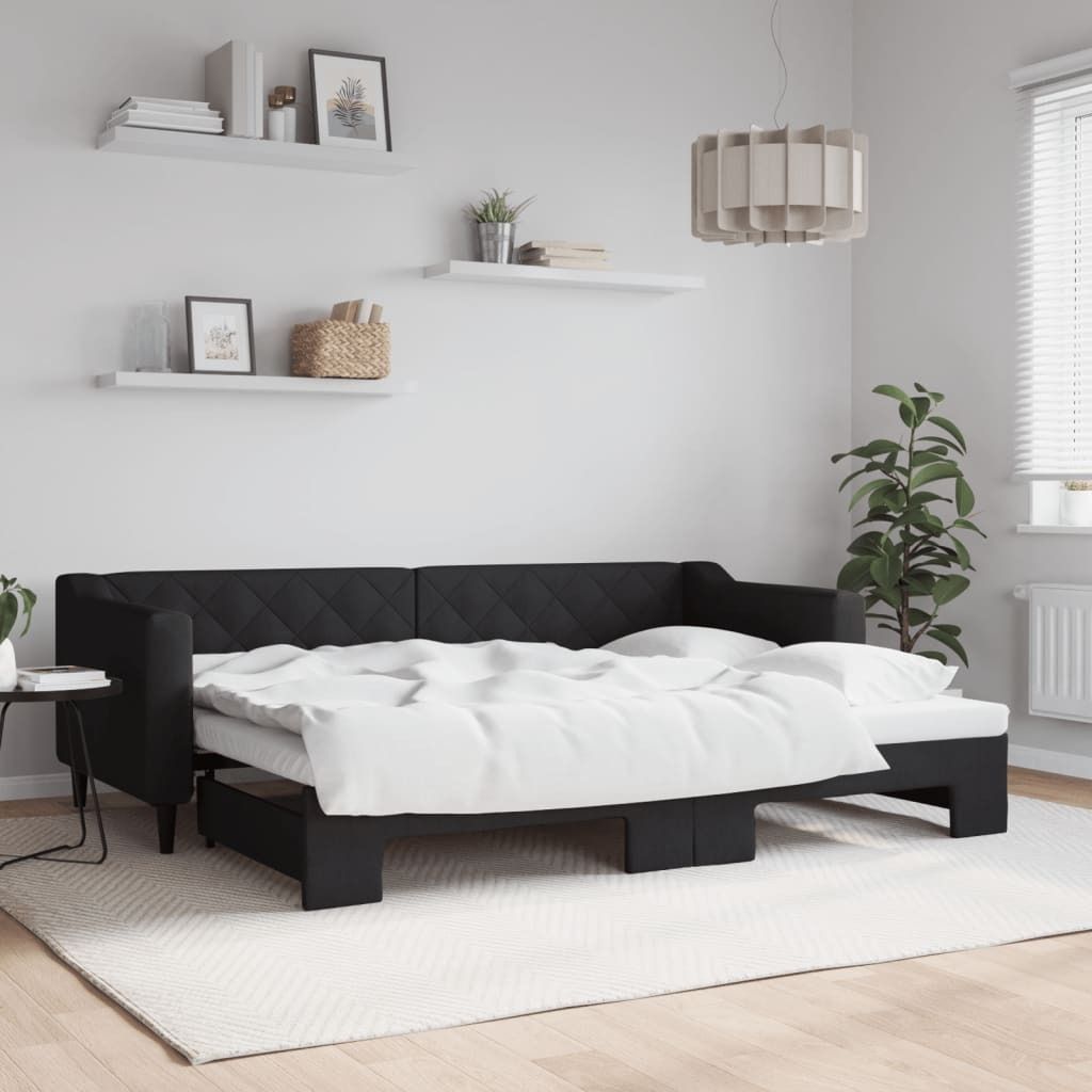 Maison Exclusive - Tagesbett Ausziehbar Schwarz 80x200 cm Stoff
