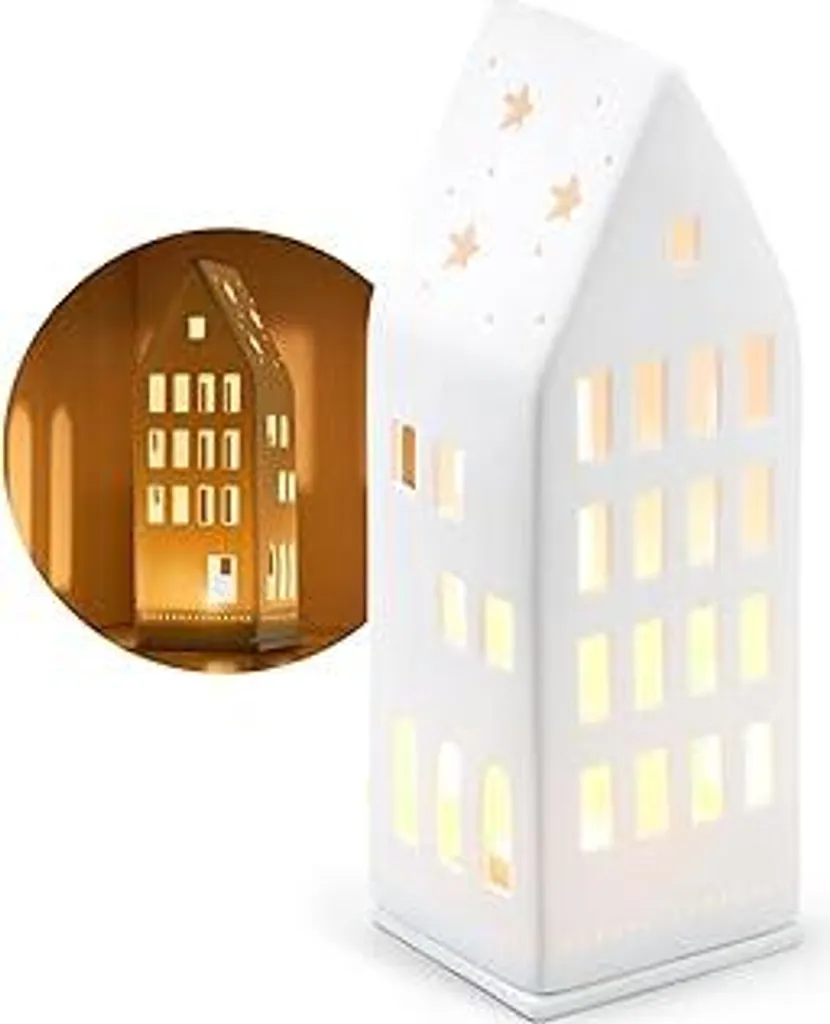 Portacandela Design Casetta Porcellana 23cm | Arredo Interni Chic