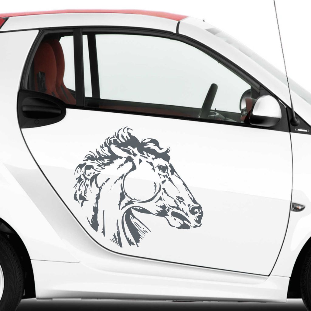 Aufkleber - Autoaufkleber-Set Pferdekopf 2 Stk. je 50cm x 55cm anthrazit - Tuning Carystyling Heckscheibe Auto