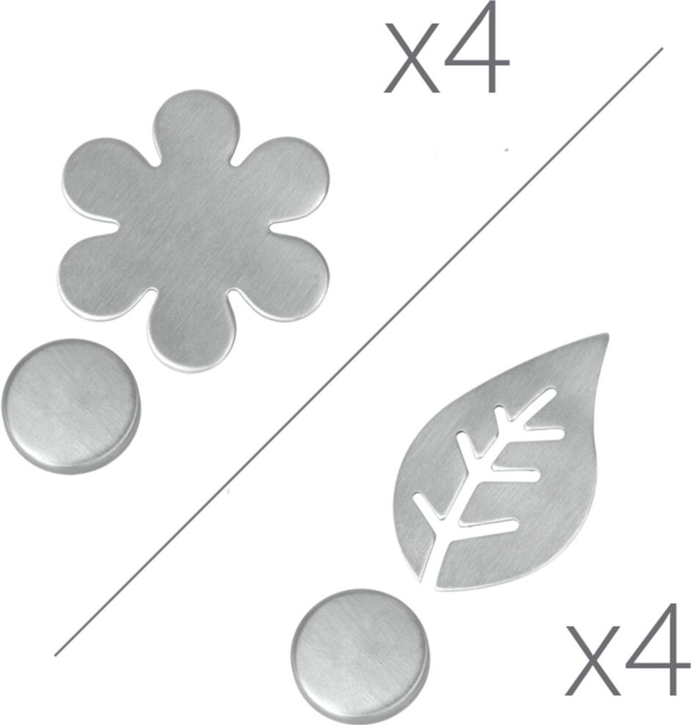 Metaltex Tischtuch-Magnete Edelstahl sortierte Motive 4Stück, Tischdecken-Clip, Silber, Metall, 4 Stück(e)