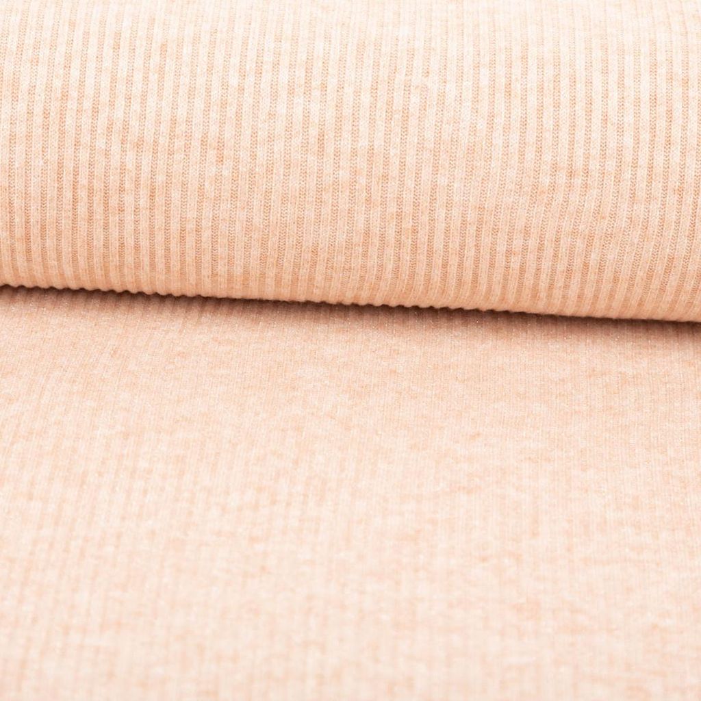 Strickstoff Rib Jersey rosa mit Viskose & Glitzer 150 cm breit