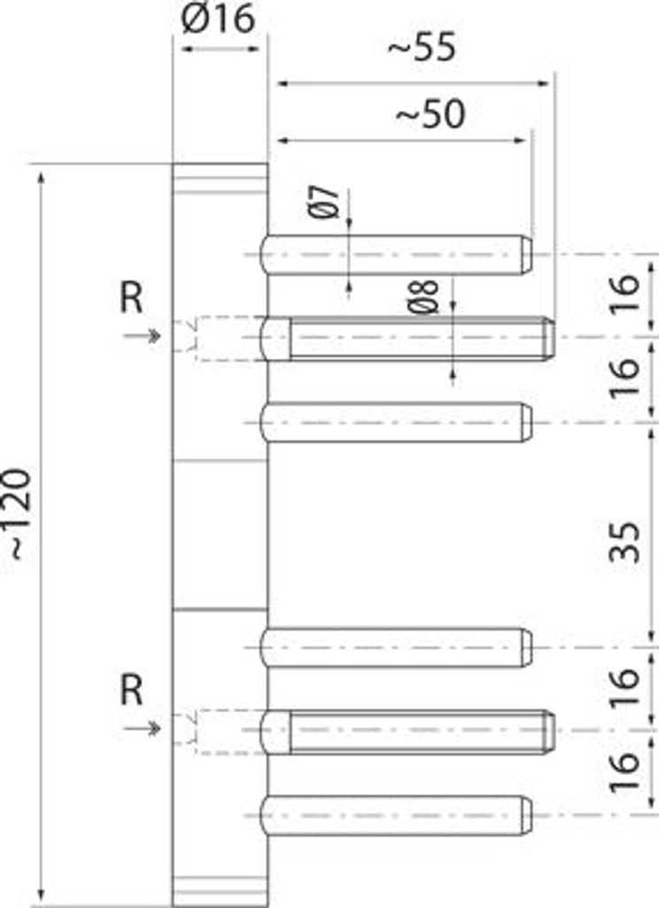 HERKULES-Scharnier fi-16 satiniertes Nickel (Bohrer fi 7)