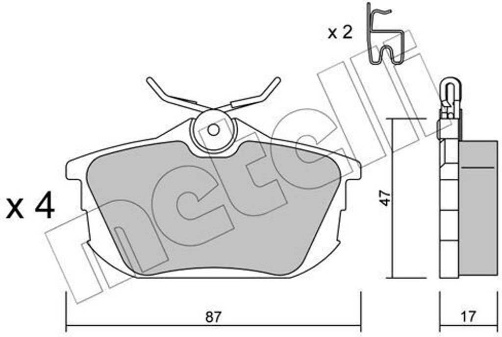 METELLI Bremsbeläge Satz Hinten Bremsklötze für VOLVO V40 Kombi (645) 22-0347-0