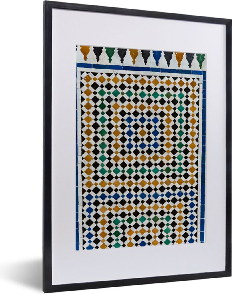 MuchoWow MuchoWow Gerahmtes Poster Ein marokkanisches Mosaik, das wie eine Art Labyrinth aussieht 30x40 cm - Poster mit zchwarzem Bilderrahmen ...