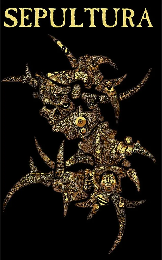 Sepultura Discography Poster en Tissu RO14899 - Noir et Jaune Unique