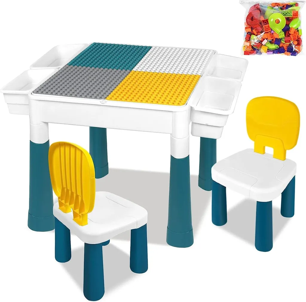 Ensemble table de jeu et chaises pour enfants avec plateau amovible