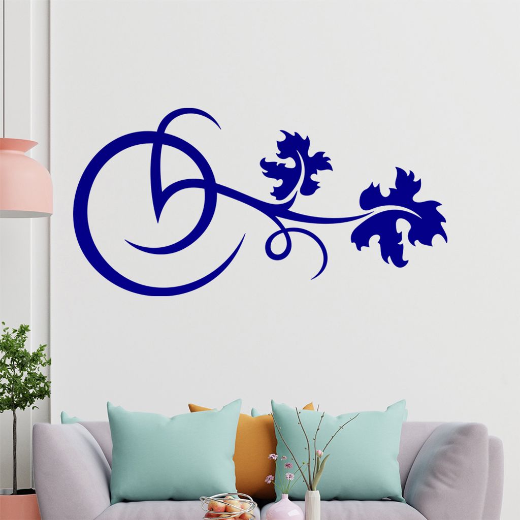 Blätter - Linien Wandtattoo in 6 Größen - Wandaufkleber Wall Sticker - Dekoration, Küche, Wohnzimmer, Schlafzimmer, Badezimmer