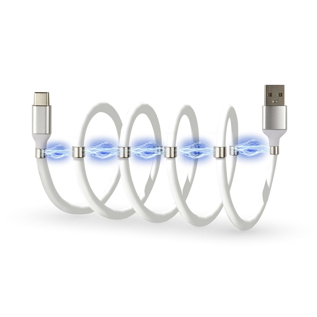Grundig USB-C Ladekabel Mit Magneten – 1 Meter, Weiß (USB-A Auf USB-C)