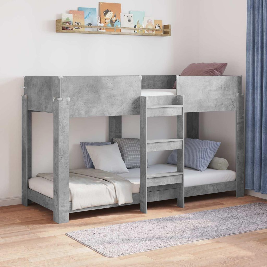 "Schlussverkauf" Einzelbett 1 PLACE - Etagenbett für Kinder Beton Grau 75x190 cm Holzwerkstoff C1918
