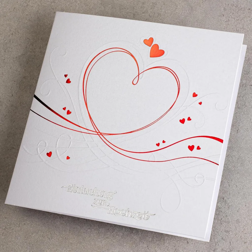 Cartes de Mariage Papier Métallisé Rouge 135 mm - Pack de 20 Invitations