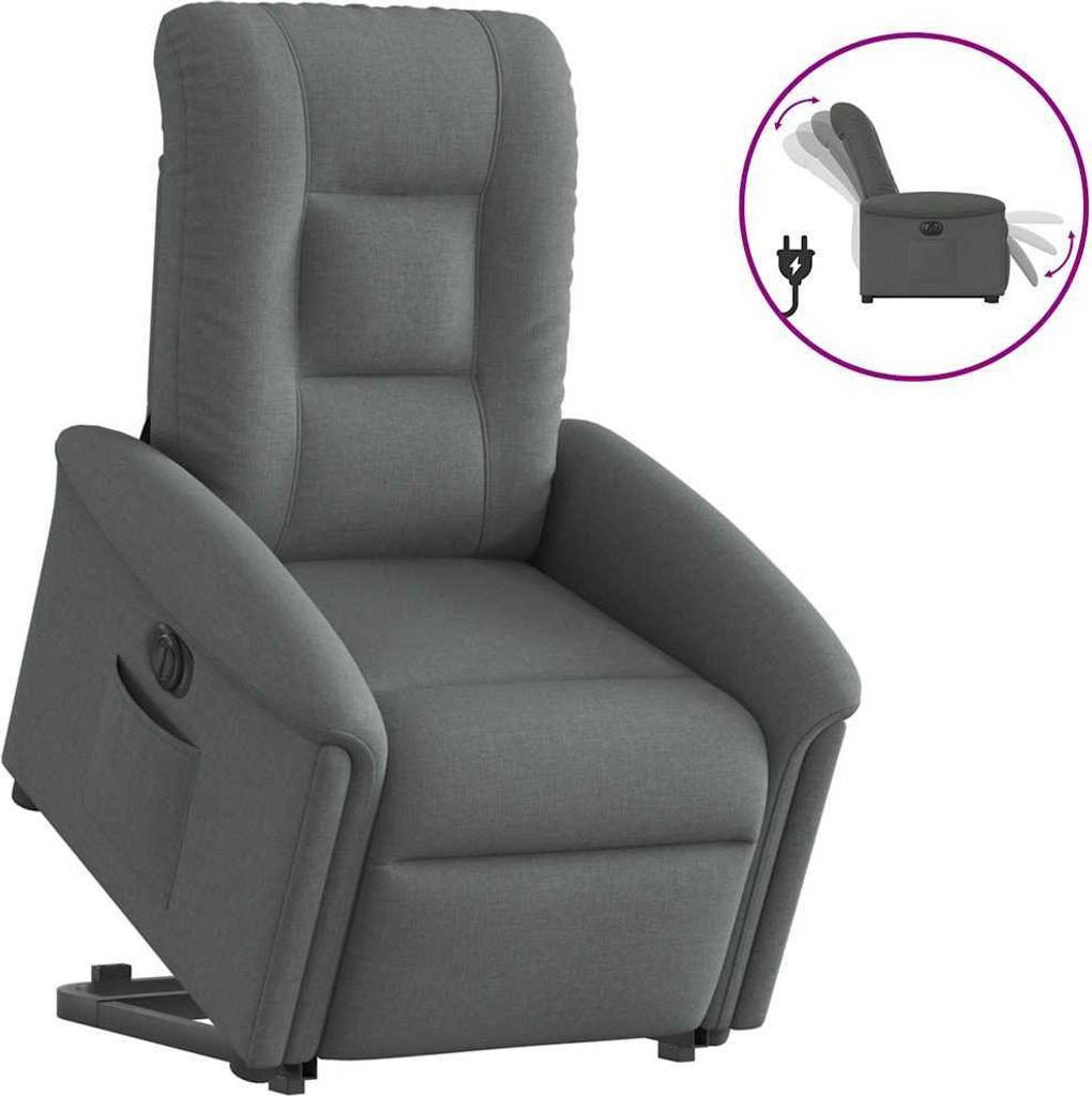 Relaxsessel mit Aufstehhilfe Elektrisch Dunkelgrau Stoff