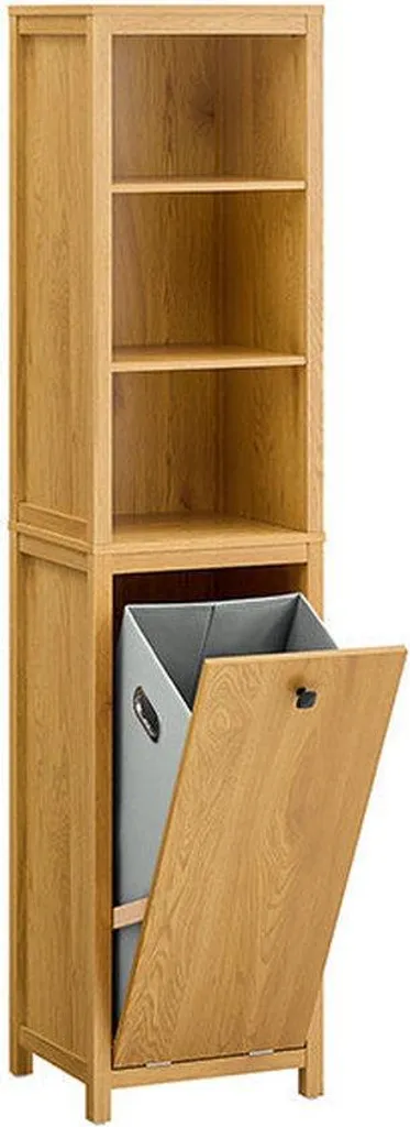 Rangement Salle de Bain Vertical 173cm avec Bac à Linge Sale Rootz