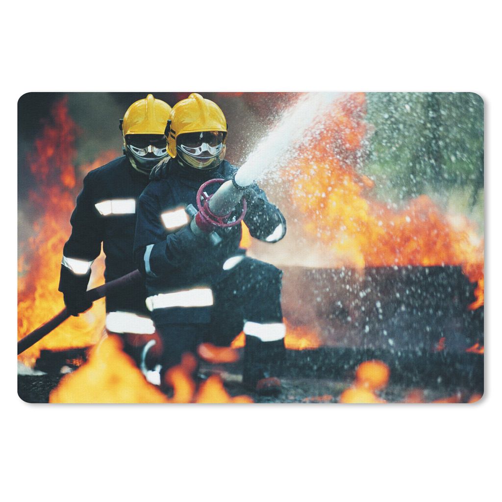 MuchoWow Mauspad Mousepad Feuerwehrleute halten Wasserschlauch 27x18 cm - Mousepads - Maus Mat - Pad - Mausunterlage - Büroartikel - Desk Matten