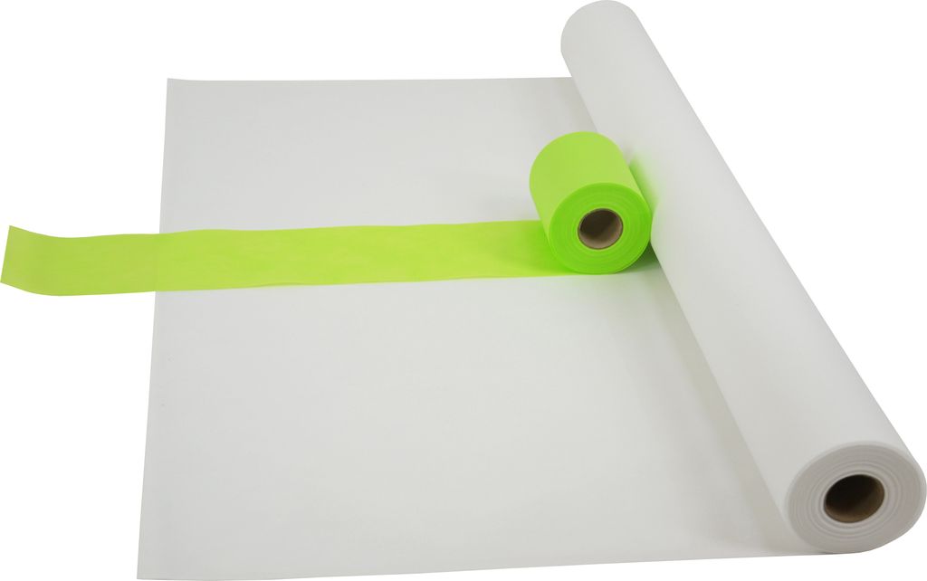 Sensalux Kombi-Set 1 Tischdeckenrolle 1m x 25m weiß + Tischläufer 15cm apfelgrün