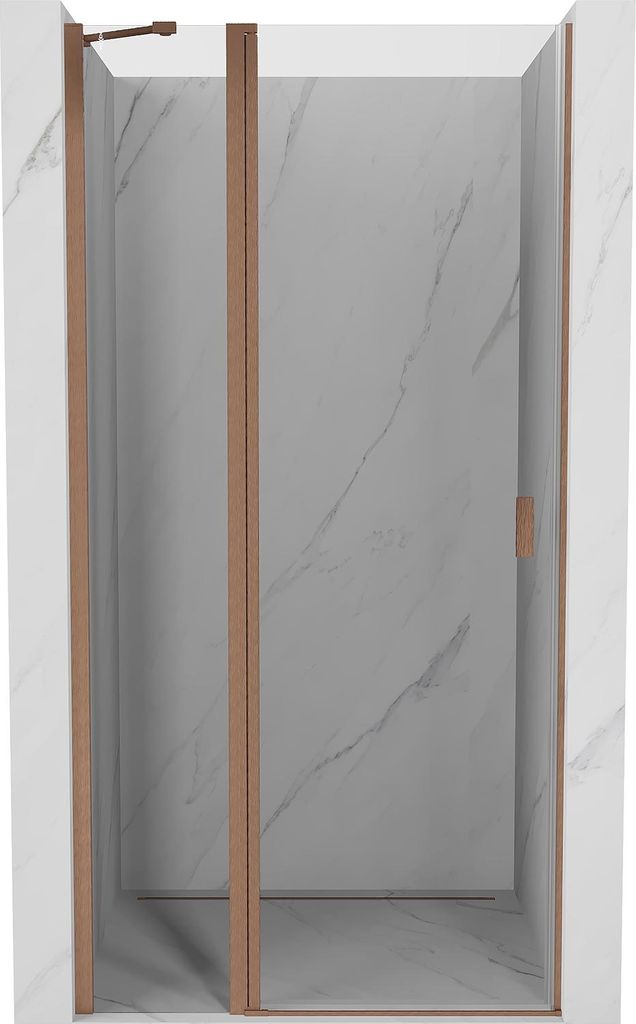 Mexen Mist Duschtür schwenkbar 80 cm, transparent, gebürstetes Kupfer - 8A4-080-000-65-00