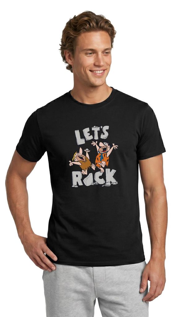Spreadshirt The Flintstones Fred Und Barney Let's Rock Männer T-Shirt, 3XL, Schwarz