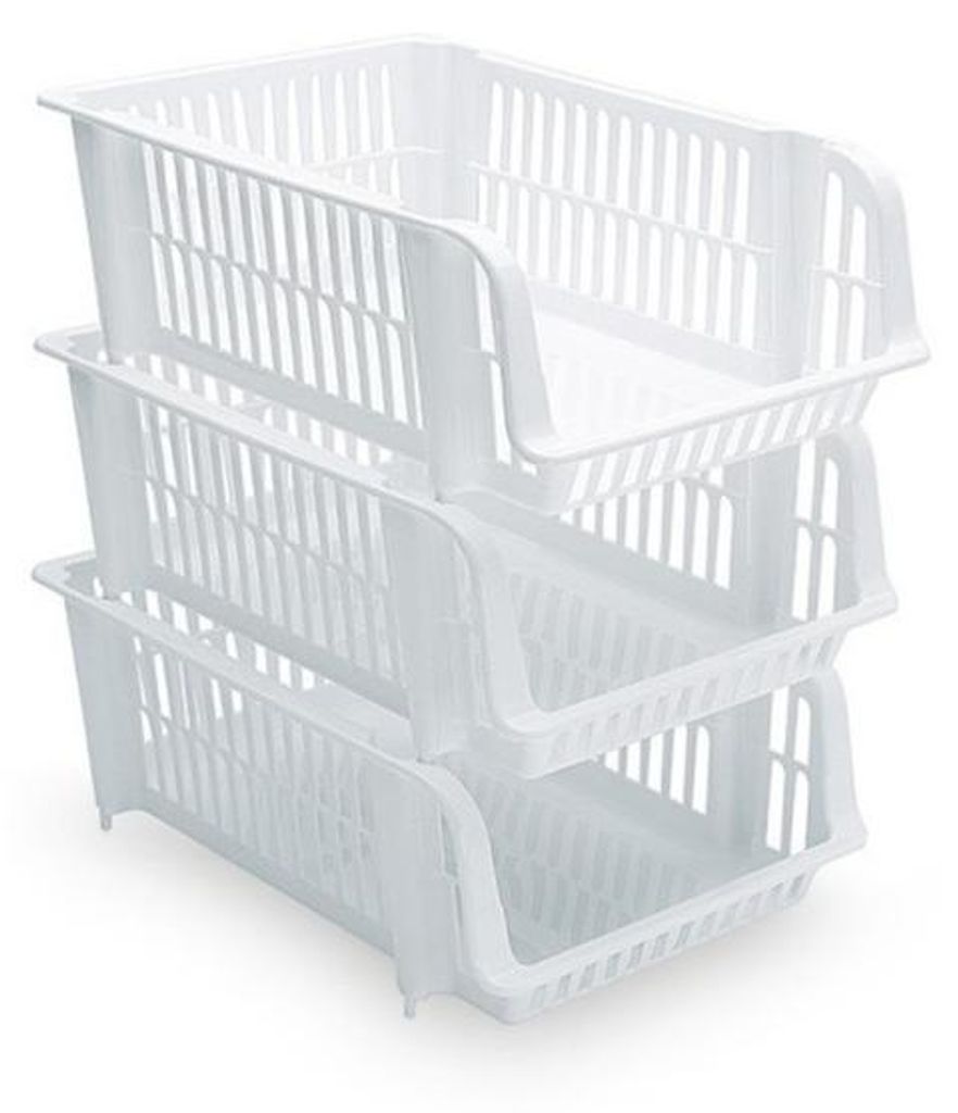Plasticforte Stapelbarer Aufbewahrungskorb - weis - 20L - Produktbild 