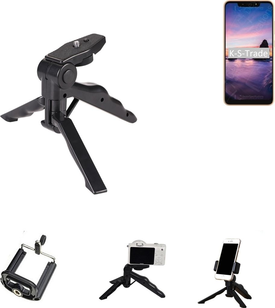 K-S-Trade Stativ Tisch-Ständer Dreibein Handy-Stativ Ständer kompatibel mit HiSense H12 Lite Mini-Stativ Smartphone Tripod Handy-Stativ aus Plastik