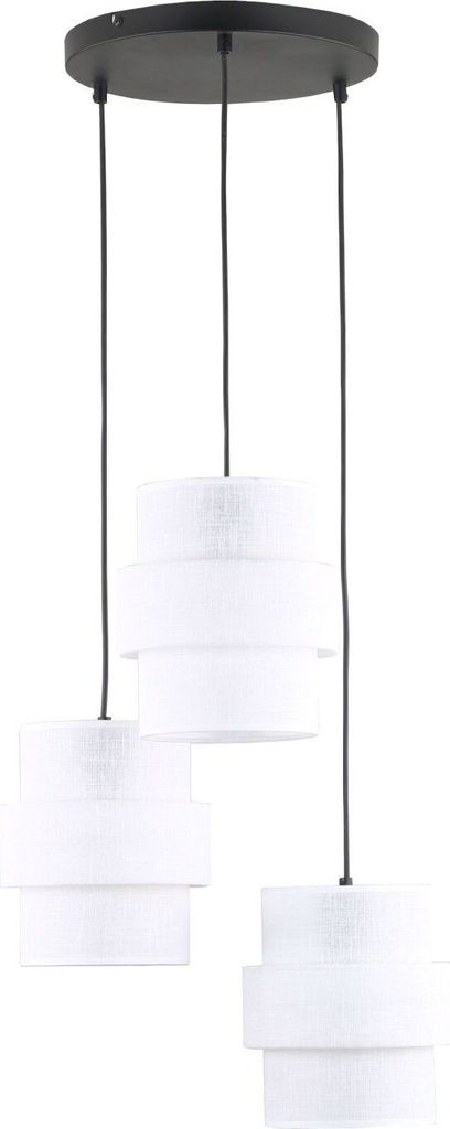 Pendelleuchte Metall Stoff B: 45 cm H: max. 145 cm Schwarz Weiß E27 3-flammig Modern Hängeleuchte