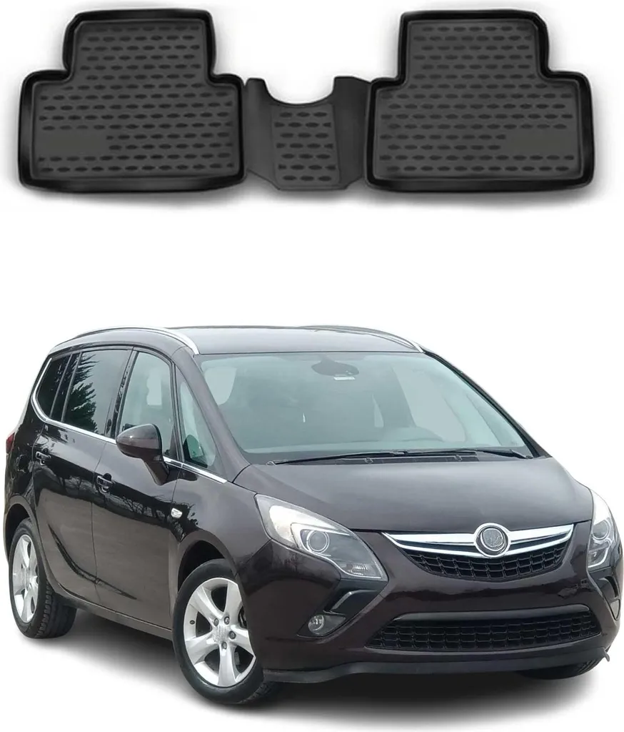 TEXER Set Di 4 Tappetini In Gomma Per Opel Zafira C (2012, 5 Posti) - Nero, Con Fissaggio Originale, Antiscivolo E Inodore