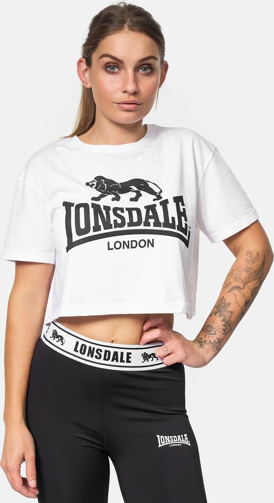 Frauen T-Shirt Cropped GUTCH COMMON White/Black M Lonsdale