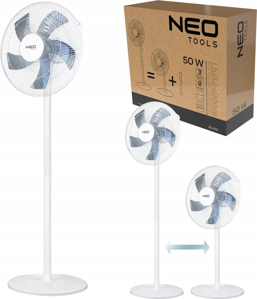 Ventilateur de sol 50W 3 modes Réglage de la hauteur 93-123 Image du produit 