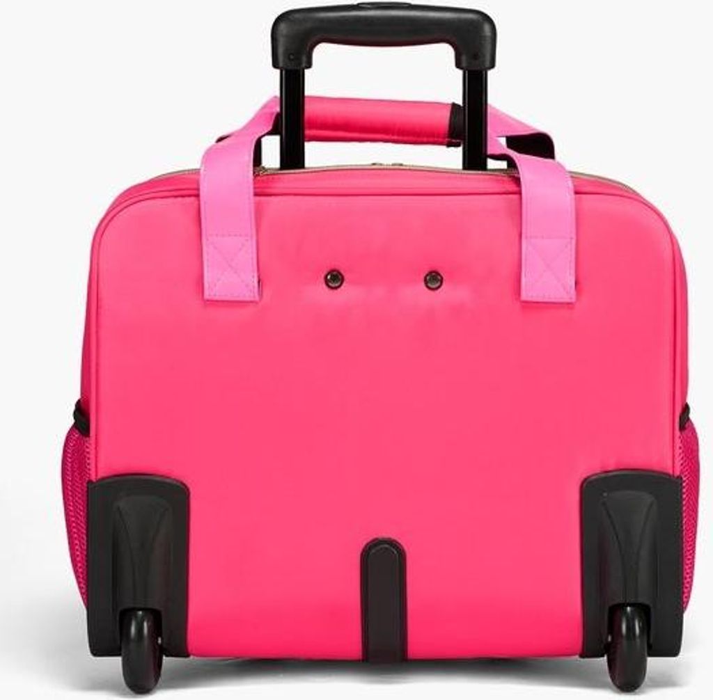 Laptoptasche mit Rollen, passend für 17,3 Zoll, 2 feste Rollen und Teleskopgriff, für Arbeit, Reisen, Büro, Damen, Rot