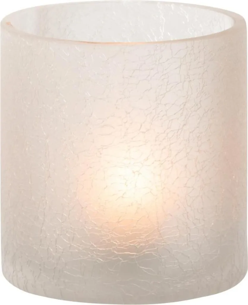 Bougeoir Photophore Design en Verre Craquelé Blanc pour Intérieur