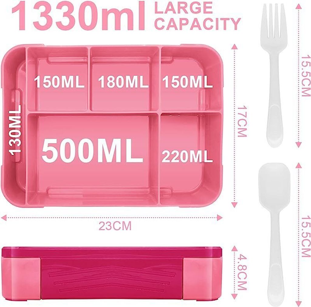 Brotdosen für Kinder mit Fächern, Auslaufsicher Lunchbox, Produktbild 3