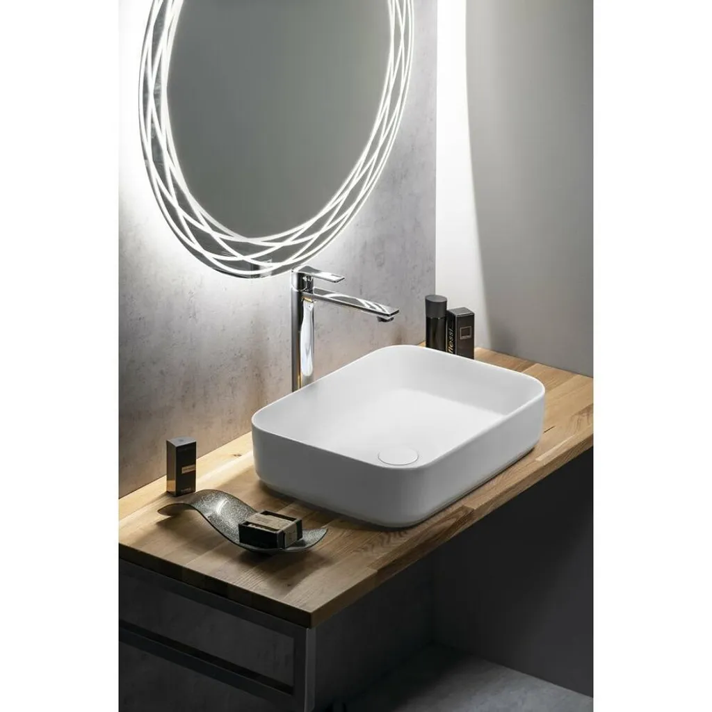 Vasque à poser rectangulaire 50 cm blanc mat design INFINITY RECTANGLE - 2