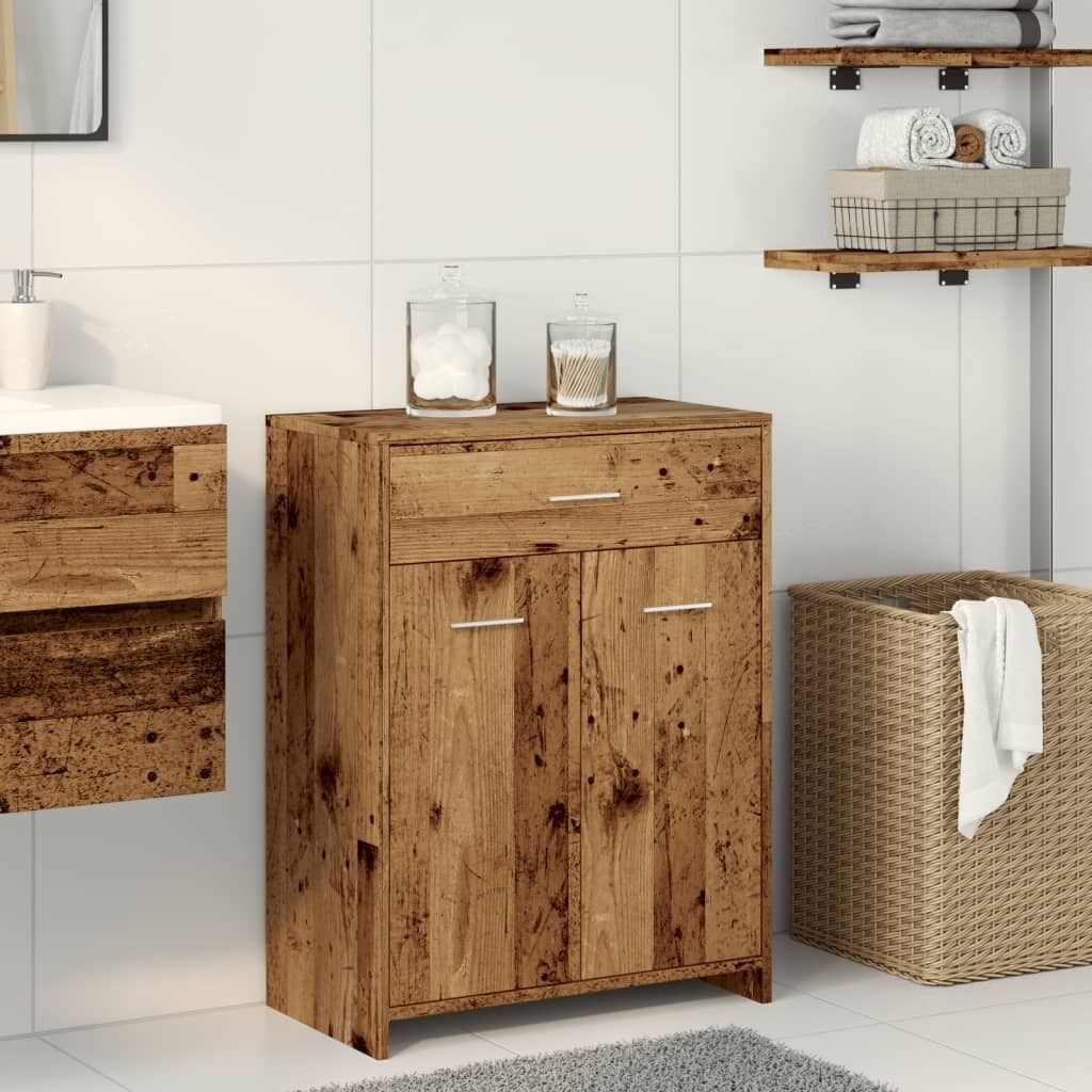 "im Sonderangebot"Badschrank - CLORIS - Badezimmerschrank - schlichte Design - Altholz-Optik 60x33x80 cm Holzwerkstoff - NeuMöbel8406168