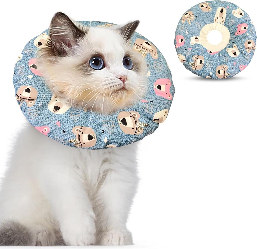 Schützende Halskrause für Katzen | Anti-Bisskragen für Haustiere | Verstellbare Erholungskragen mit weichem PP-Baumwollhalsband | Wundheilung na...