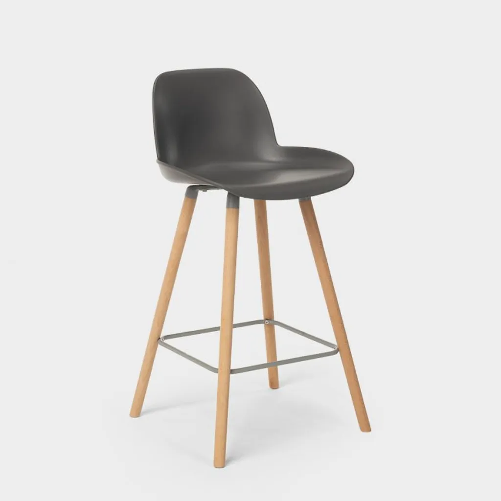 Tabouret haut Eiffel Burj 65 cm gris scandinave pour bar et cuisine