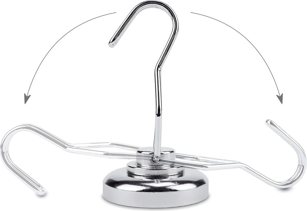Neodym-Magnete mit drehbarem Haken Ø36 x H64 mm, sehr starke Magneethaken, Tragkraft 45 kg, 2 Stück