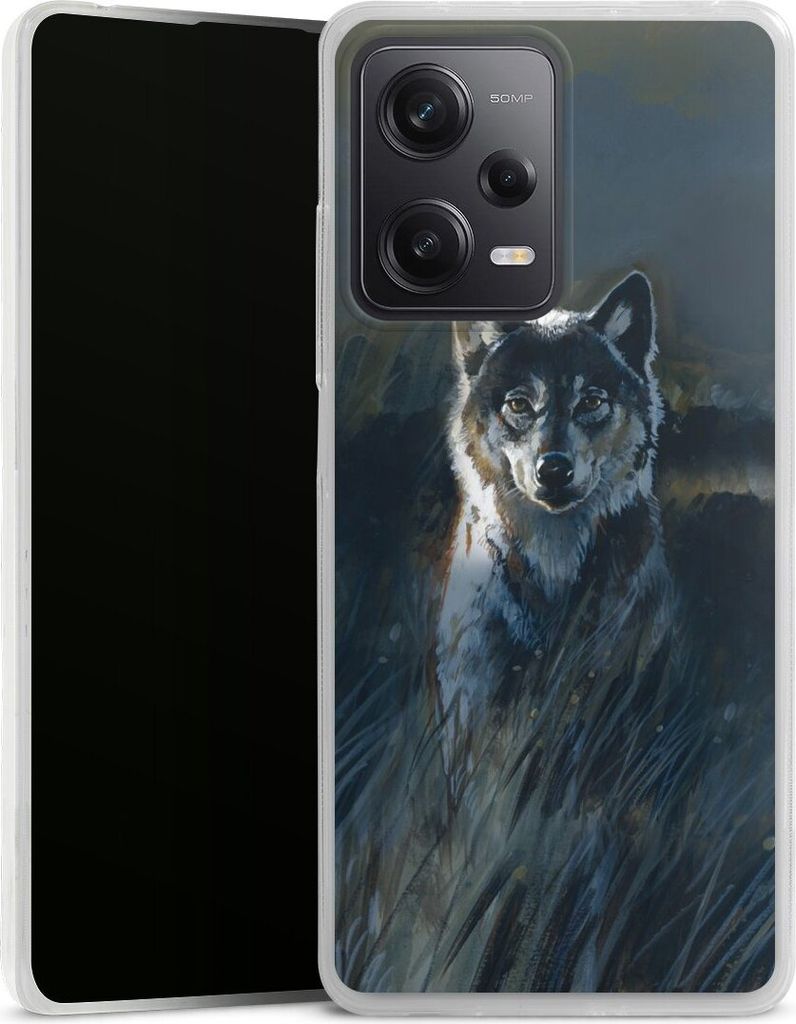 DeinDesign Slim Hülle für Xiaomi Redmi Note 12 Pro 5G Silikon Case Ultra Dünn Handyhülle Malerei Natur Wolf
