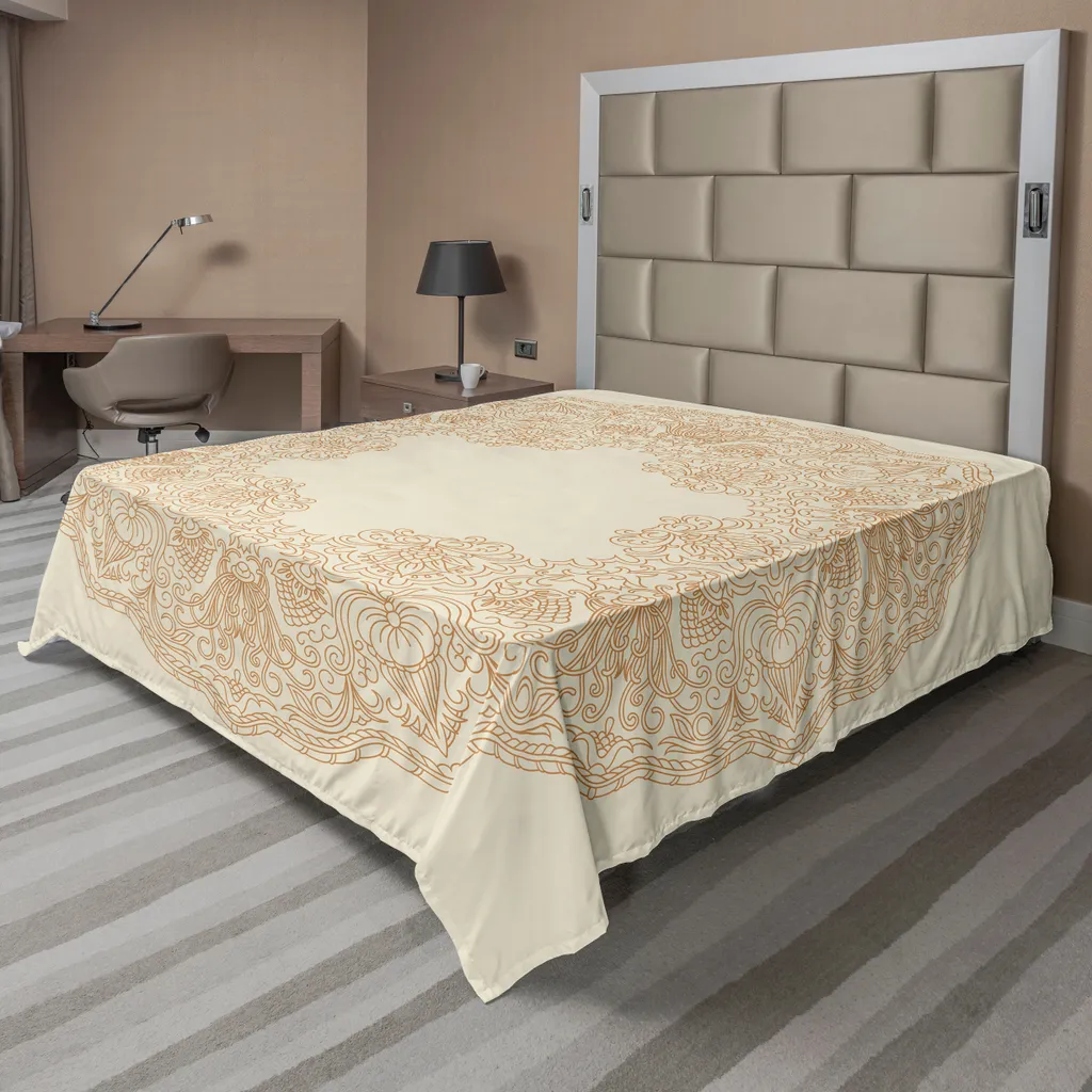 Drap de lit décoratif beige 266x260 cm idéal pour chambre romantique