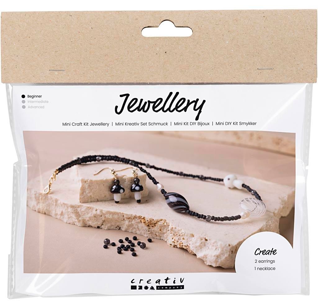Creativ Company Mini-Hobby-Set Schmuck, coole Halskette, schwarze Harmonie, 1 Box