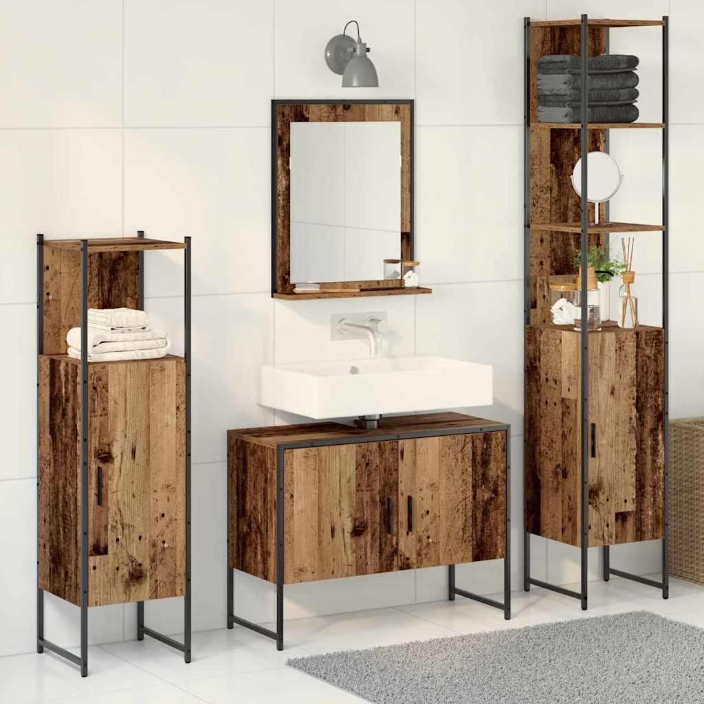 Maison Exclusive - Badezimmermöbel-Set mit Regal mit Tür 4 pcs Braun Holzwerkstoff