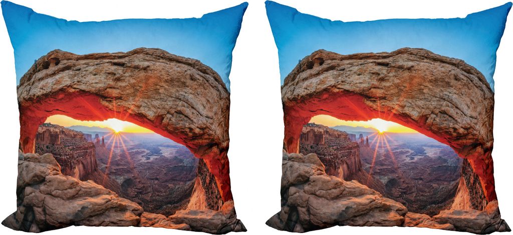 ABAKUHAUS USA Kissenbezug Set (2Stück), Utah Nationalpark, doppelseitiges Digitaldruckdekor mit Reißverschluss, 50 cm, Pale Brown Sky Blue