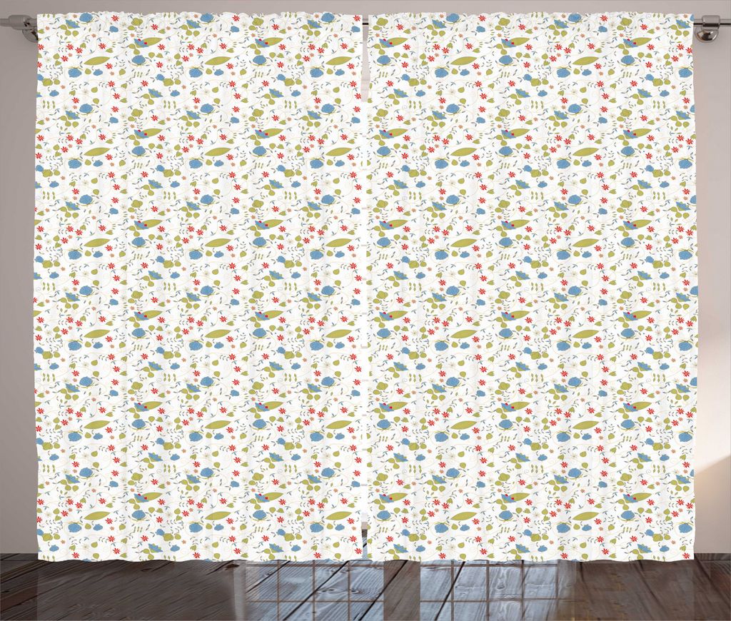 ABAKUHAUS Botanisch Rustikaler Vorhang, Reisig Spitz Blatt-Motiv-, Wohnzimmer Universalband Gardinen mit Schlaufen und Haken, 280 x 225 cm, Khaki u...