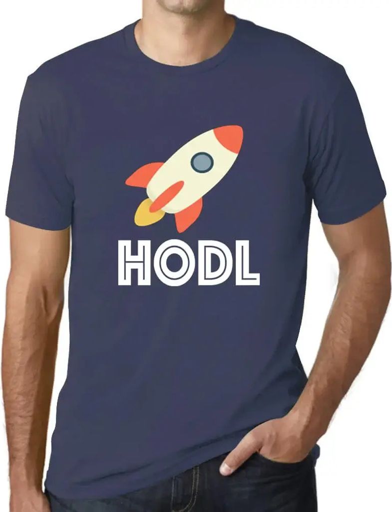Herren Grafik T-Shirt Hodl To The Moon Crypto Funny Traders Öko-Verantwortlich Vintage Jahrgang Kurzarm Lustige Druck Geburtstag Geschenk Mann