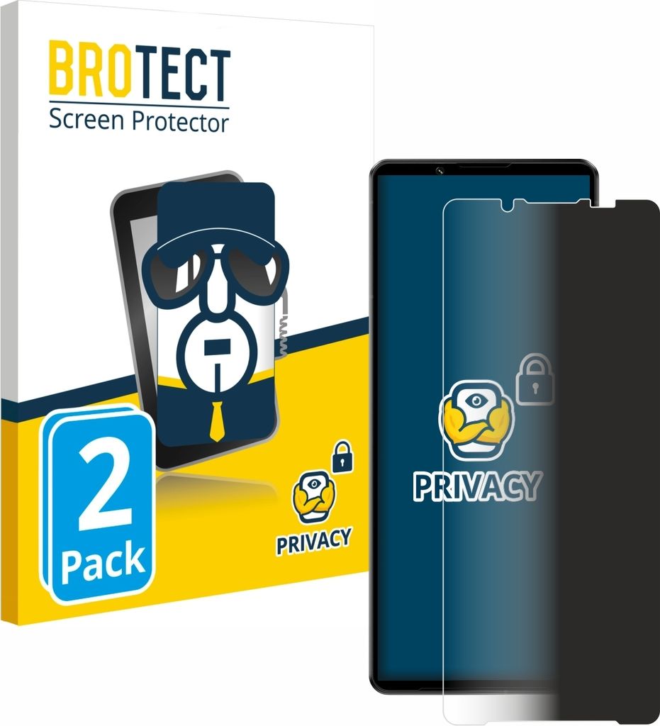 2x BROTECT Sichtschutzfolie für Sony Xperia 1 IV Anti-Spy Privacy Sichtschutz Blickschutz Folie Blaulicht-Schutz