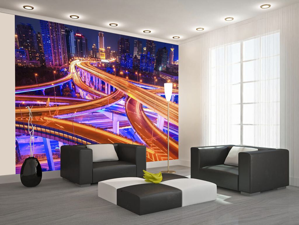 Vlies Fototapete 400x280 cm Tapeten Wandtapete XXL Stadt Nacht d-B-0015-a-b