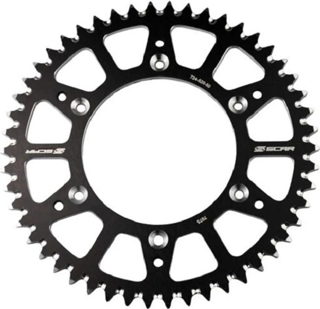 Couronne arrière moto 52 dents alu pas 520 SCAR ultra légère