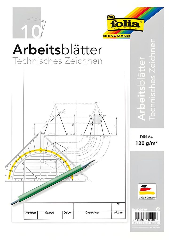 Zeichenpapier A4 120g 10BL FOLIA 8204/10 f. tech. Zeichn Produktbild 