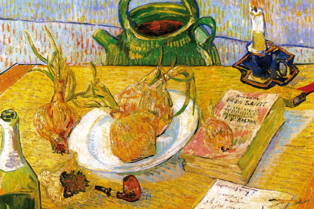 Vincent Van Gogh Kunstdruck Bild - Stillleben Mit Zeichenbrett, Pfeife, Zwiebeln Und Siegellack, 1889 (80 x 120 cm)