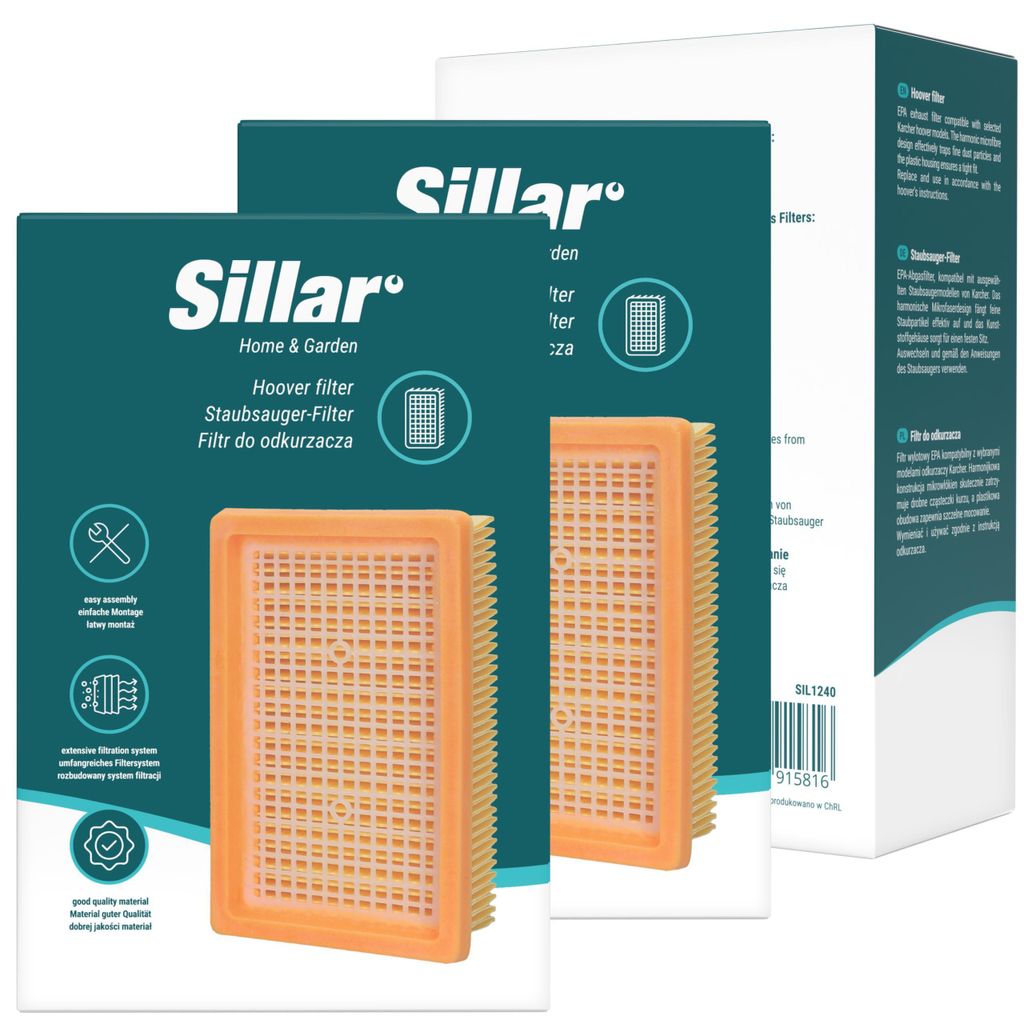Sillar EPA-Filter 2er Set für Kärcher WD 4 / WD 5 / WD 6, Ersatzfilter für 2.863-006.0 & 2.863-005.0