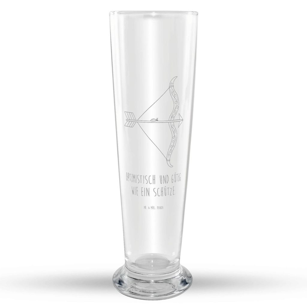 Mr. & Mrs. Panda Bierglas Sternzeichen Schütze - Transparent - Geschenk, Geburtstag Dezember, Weizen Glas, Weißbierglas, Horoskop, November, Bier...