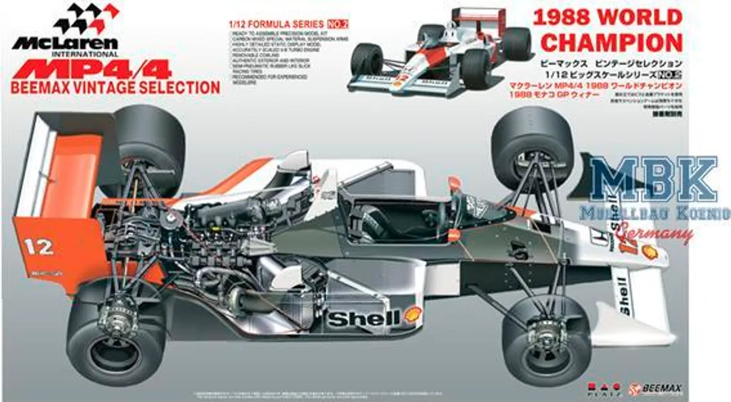 Maquette de Voiture F1 McLaren MP4/4 1988 BEEMAX 12002 de Collection