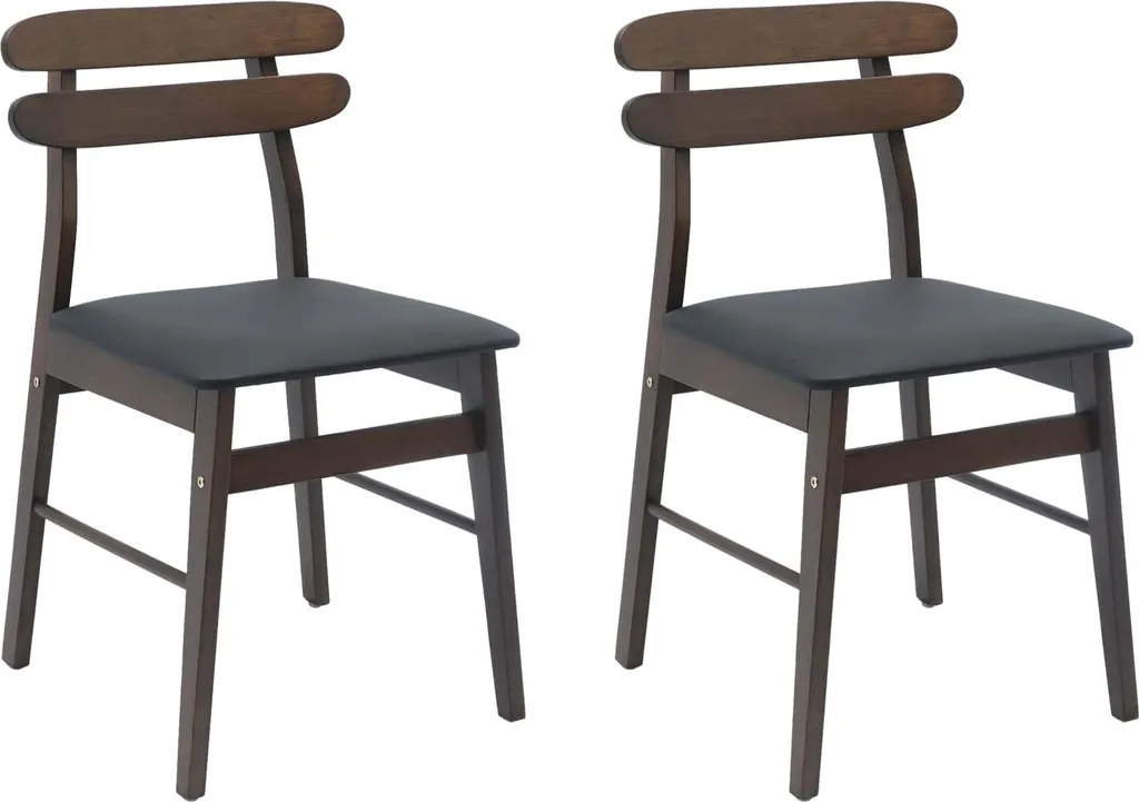 Set 2 Sedie Cucina vidaXL Legno Massello Marrone Chiaro e Nero